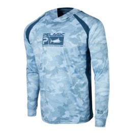 PELAGIC Hooded Fishing Shirt VAPORTEK FISH CAMO