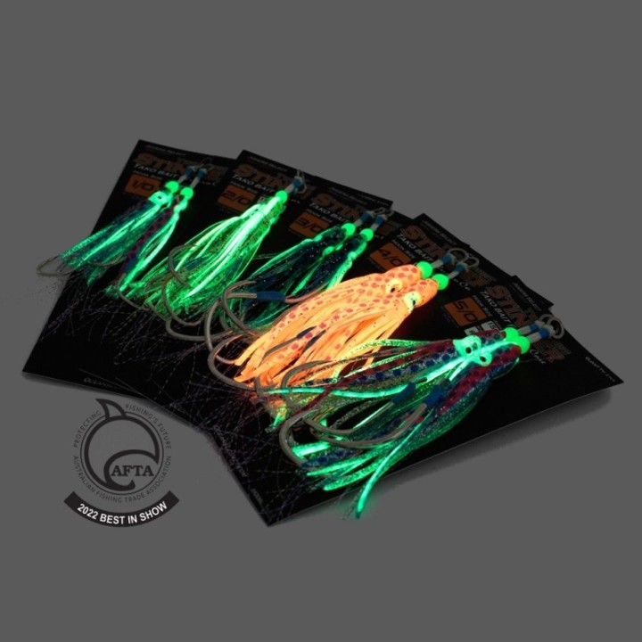 OCEAN`S LEGACY STINGER TWIN ASSIST HOOK - TAKO BAIT GLOW